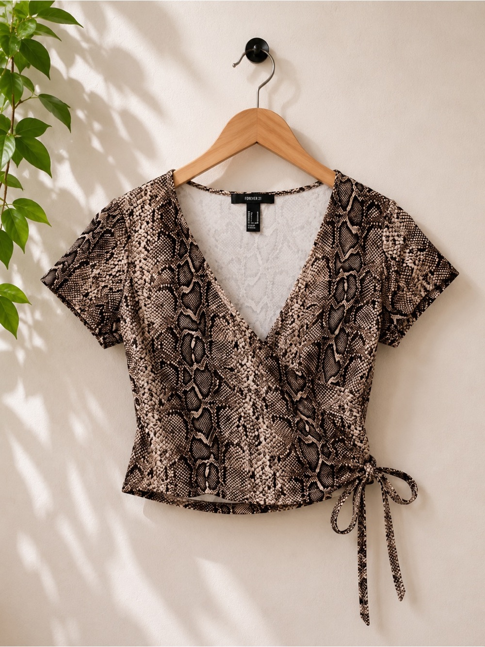 Snakeskin Print Wrap Top